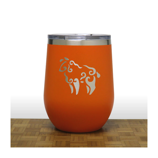 Orange - Sheep PC 12oz STEMLESS WINE - Copyright Hues in Glass