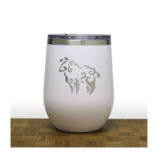 White - Sheep PC 12oz STEMLESS WINE - Copyright Hues in Glass