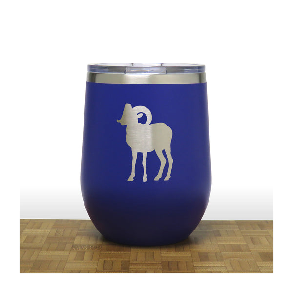 Blue - Bighorn Sheep PC 12oz STEMLESS WINE - Copyright Hues in Glass