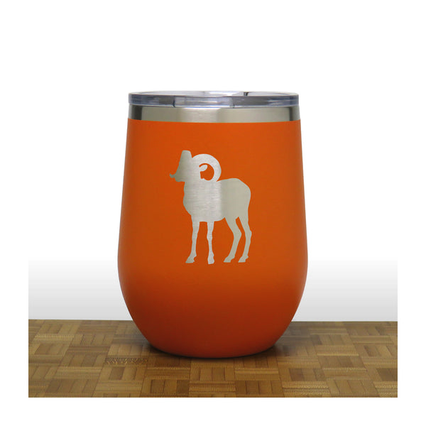 Orange - Bighorn Sheep PC 12oz STEMLESS WINE - Copyright Hues in Glass