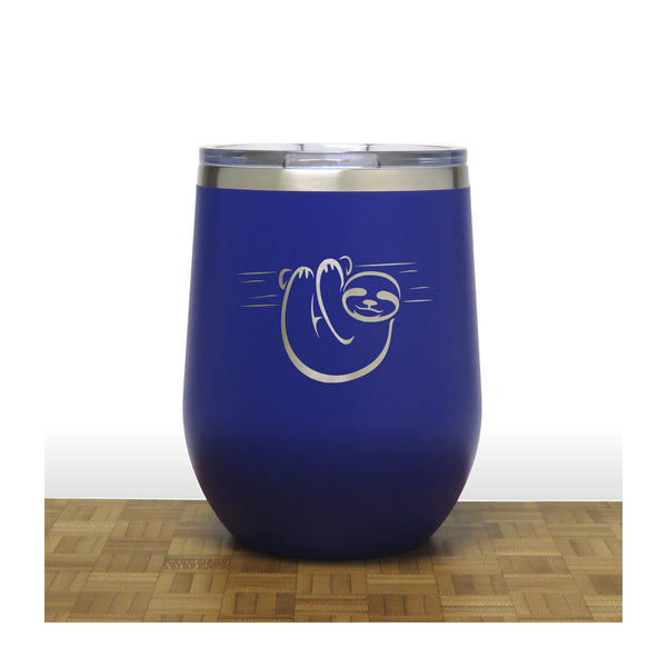 Blue - Sloth PC 12oz STEMLESS WINE - Copyright Hues in Glass