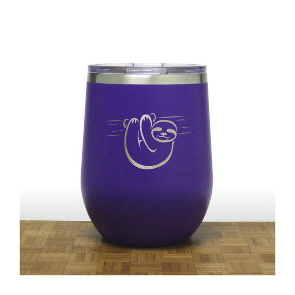 Purple - Sloth PC 12oz STEMLESS WINE - Copyright Hues in Glass