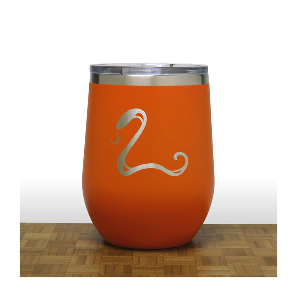 Orange - Snake PC 12oz STEMLESS WINE - Copyright Hues in Glass