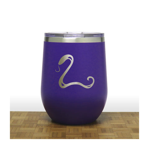 Purple - Snake PC 12oz STEMLESS WINE - Copyright Hues in Glass