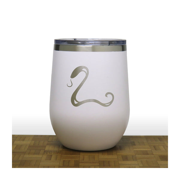 White - Snake PC 12oz STEMLESS WINE - Copyright Hues in Glass
