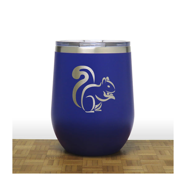 Blue - Squirrel PC 12oz STEMLESS WINE - Copyright Hues in Glass