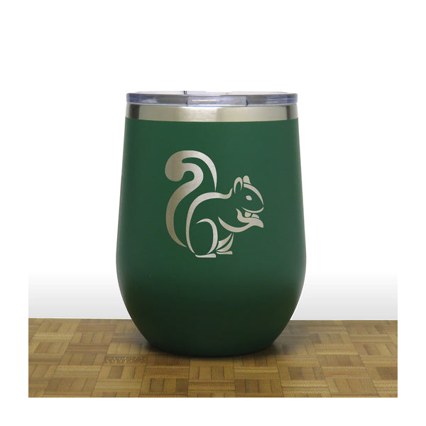 Green - Squirrel PC 12oz STEMLESS WINE - Copyright Hues in Glass