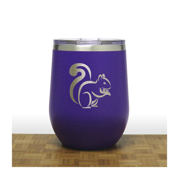Purple - Squirrel PC 12oz STEMLESS WINE - Copyright Hues in Glass