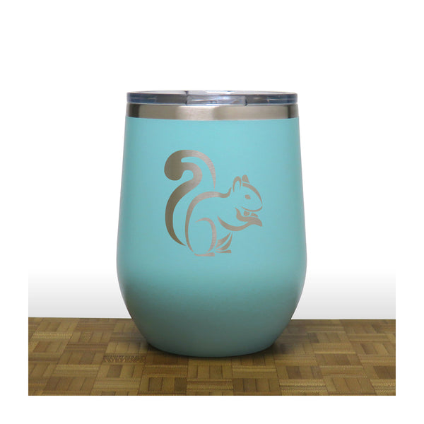 Teal - Squirrel PC 12oz STEMLESS WINE - Copyright Hues in Glass