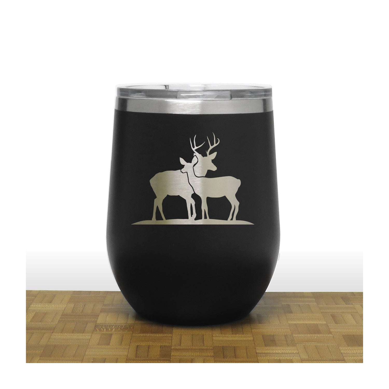 Black - Stag and Doe PC 12oz STEMLESS WINE - Copyright Hues in Glass