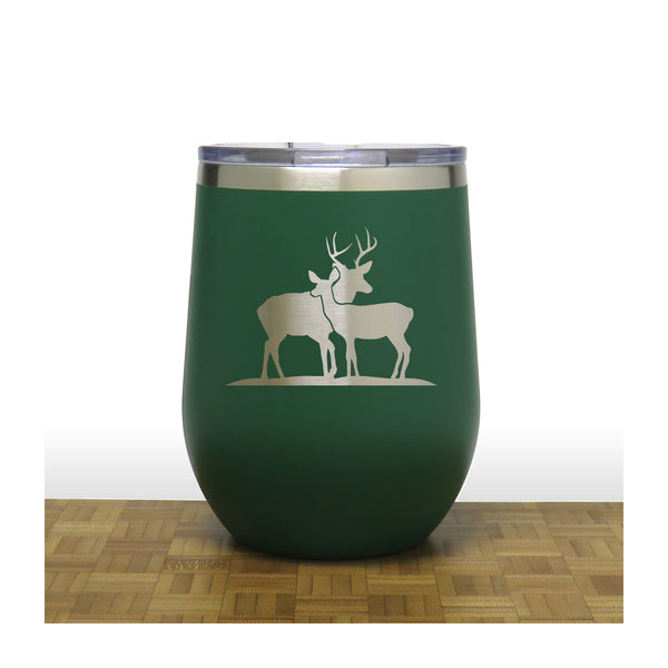 Green - Stag and Doe PC 12oz STEMLESS WINE - Copyright Hues in Glass