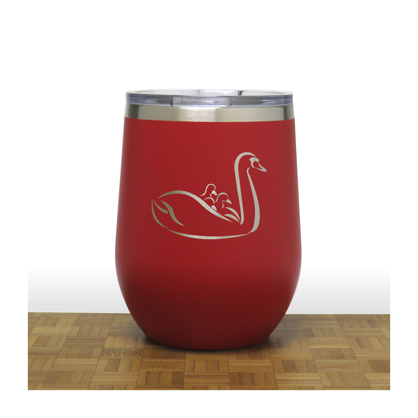 Swan and Cygnets Insulated 12 oz Insulated Stemless Wine Tumbler Stainless Steel