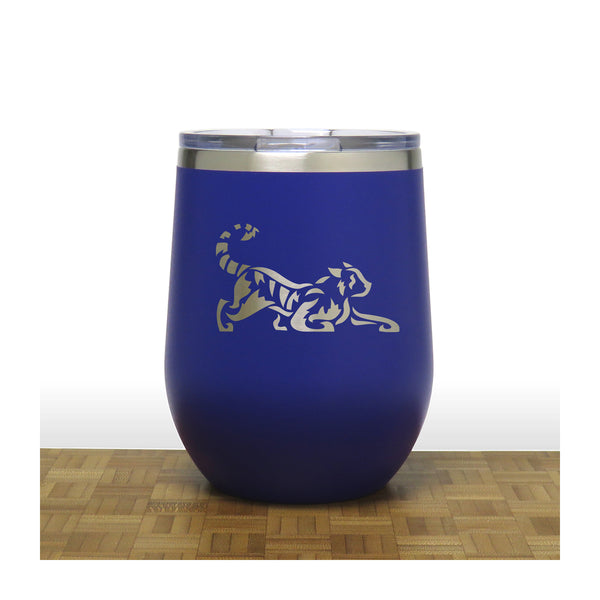 Blue - Tiger PC 12oz STEMLESS WINE - Copyright Hues in Glass