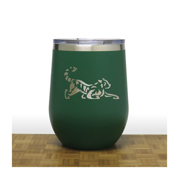 Green - Tiger PC 12oz STEMLESS WINE - Copyright Hues in Glass
