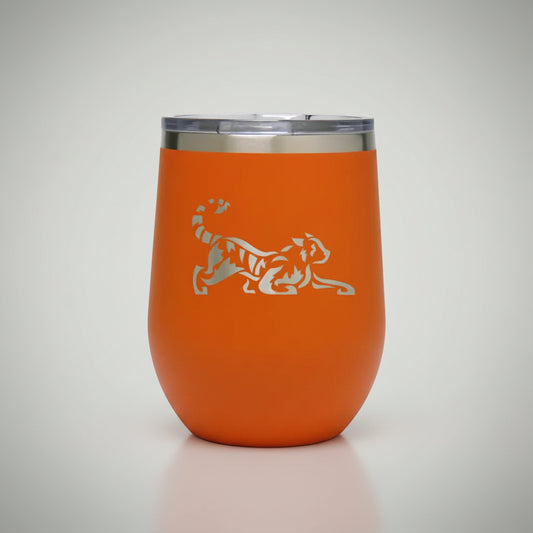 Orange - Tiger PC 12oz STEMLESS WINE - Copyright Hues in Glass