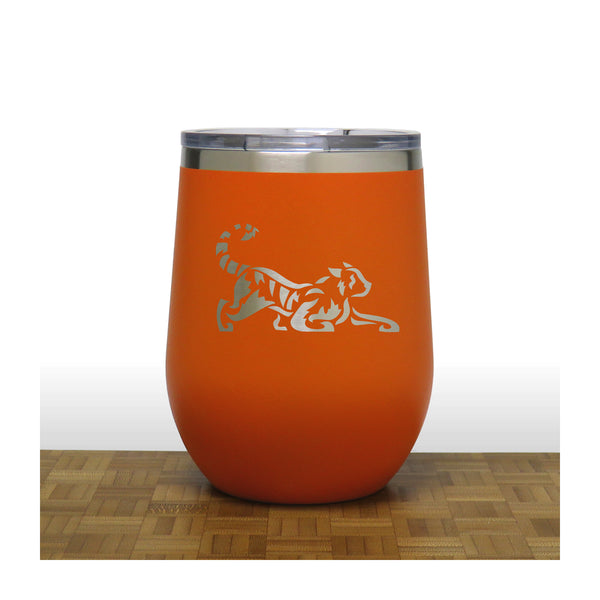 Orange - Tiger PC 12oz STEMLESS WINE - Copyright Hues in Glass