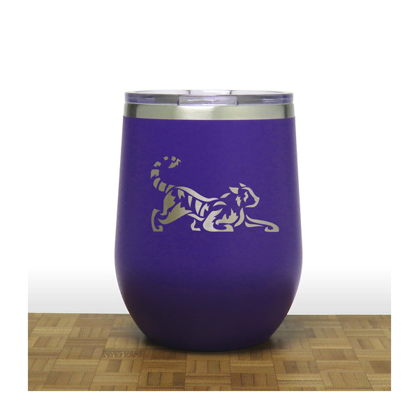 Purple - Tiger PC 12oz STEMLESS WINE - Copyright Hues in Glass