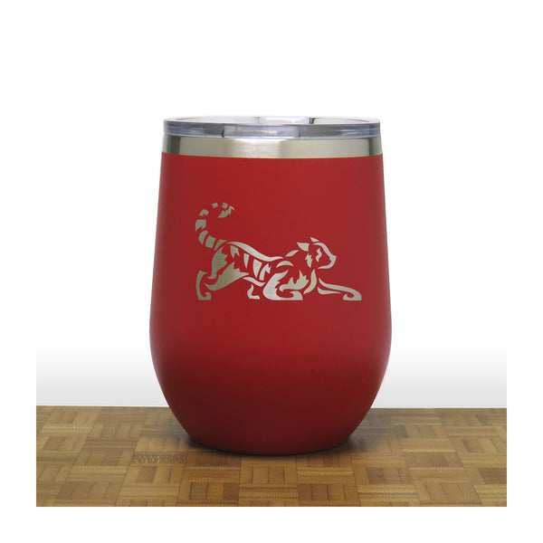 Red - Tiger PC 12oz STEMLESS WINE - Copyright Hues in Glass