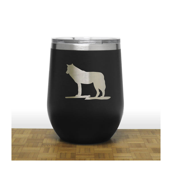 Black - Wolf PC 12oz STEMLESS WINE - Copyright Hues in Glass