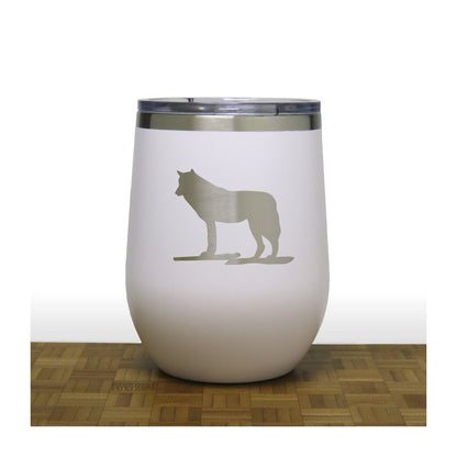 White - Wolf PC 12oz STEMLESS WINE - Copyright Hues in Glass