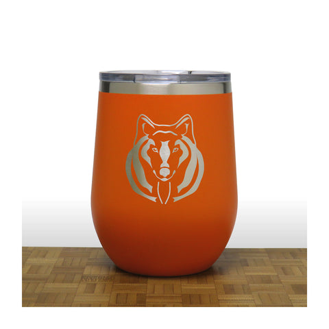 Orange -Wolf Face PC 12oz STEMLESS WINE - Copyright Hues in Glass
