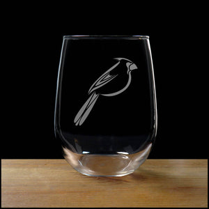 Cardinal  Bird Stemless Wine Glass