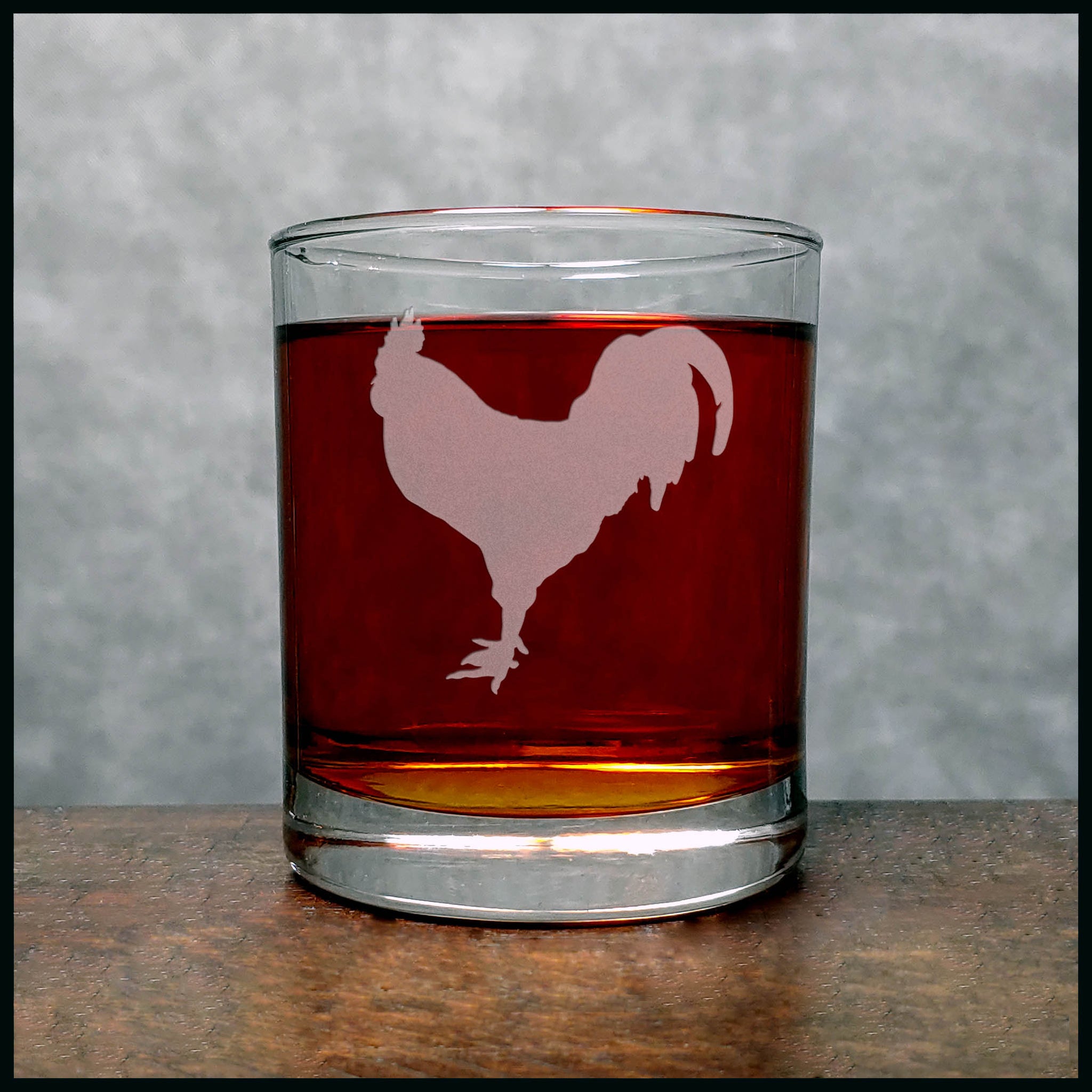 Rooster Whisky Glass - Copyright Hues in Glass