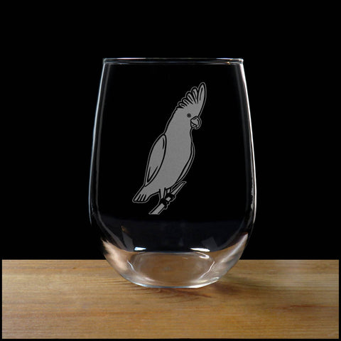 Cockatoo  Stemless Wine Glass