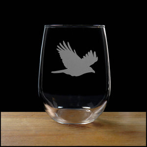 Crow Stemless Wine Glass - Design 2