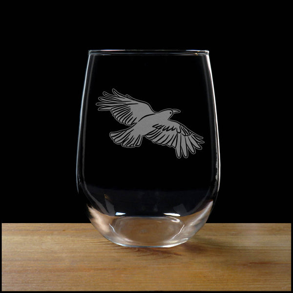 Crow Stemless Wine Glass - Design 4