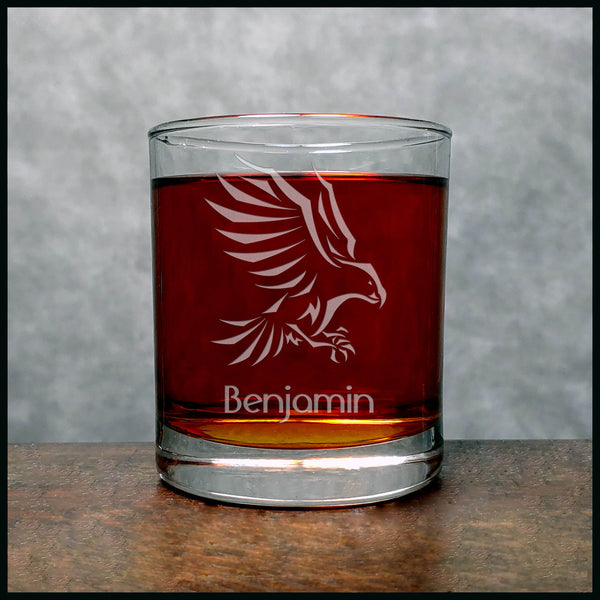 Personalized Eagle Whisky Glass - Copyright Hues in Glass