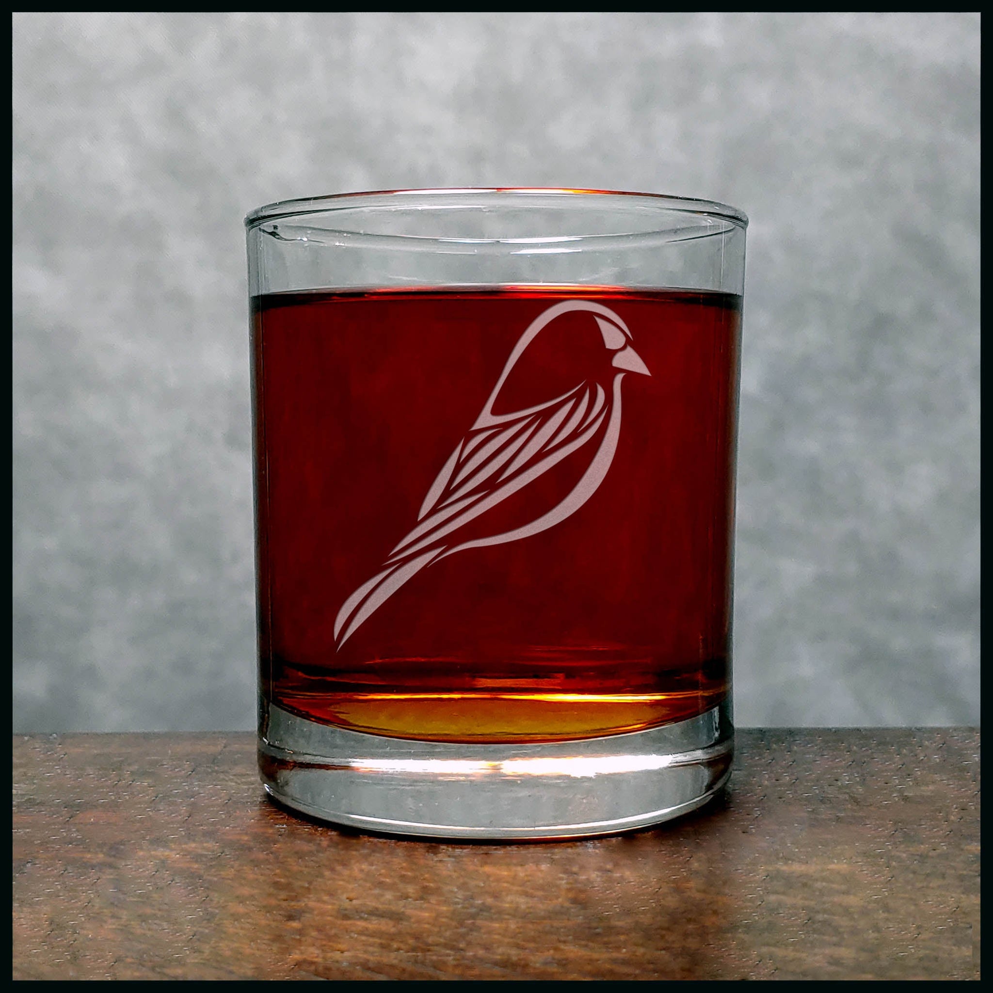 Finch Silhouette Whisky Glass - Copyright Hues in Glass