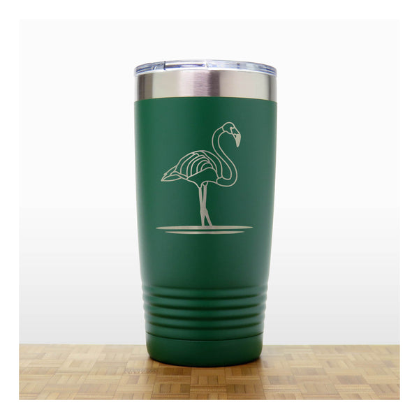 Green - Flamingo Engraved 20 oz Insulated Tumbler - Copyright Hues in Glass