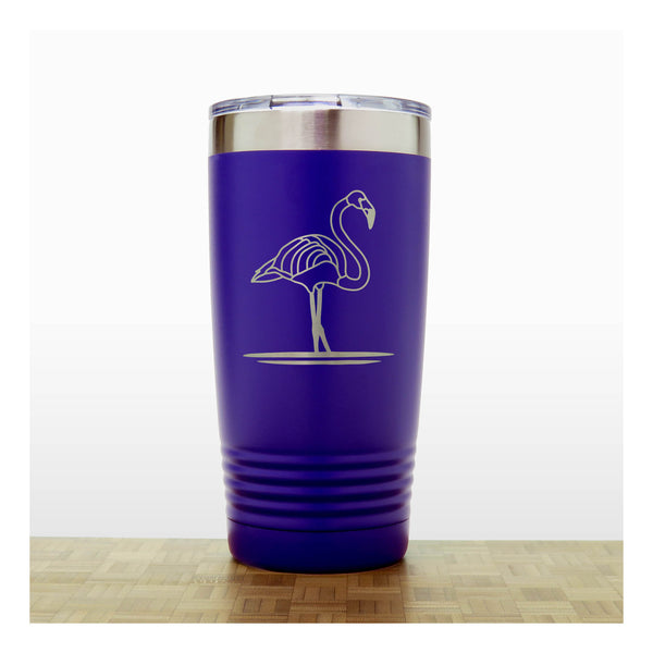Purple - Flamingo Engraved 20 oz Insulated Tumbler - Copyright Hues in Glass