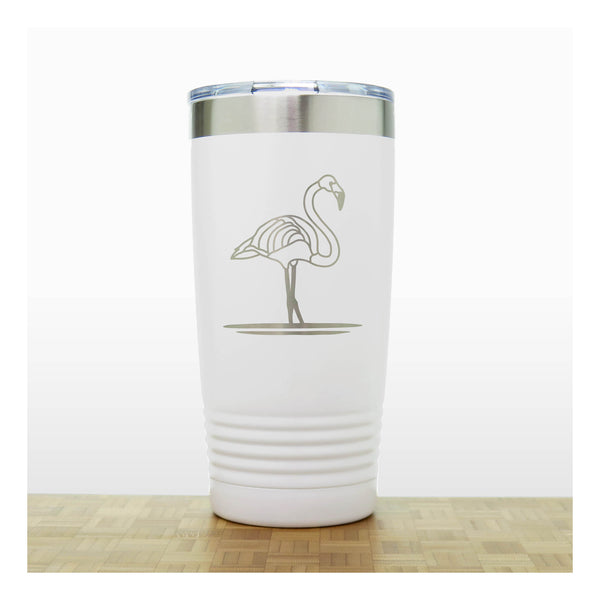 White - Flamingo Engraved 20 oz Insulated Tumbler - Copyright Hues in Glass