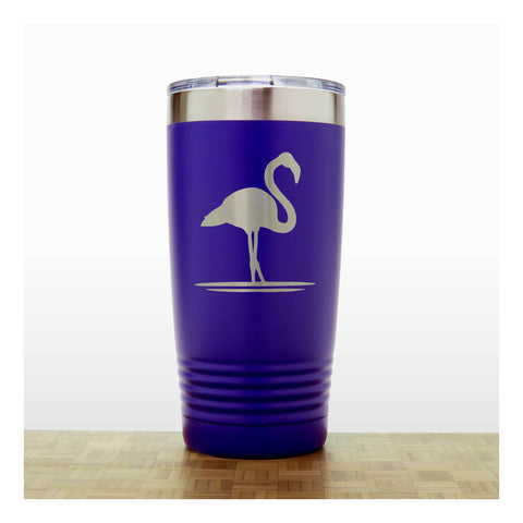 Purple - Flamingo Engraved 20 oz Insulated Tumbler - Copyright Hues in Glass