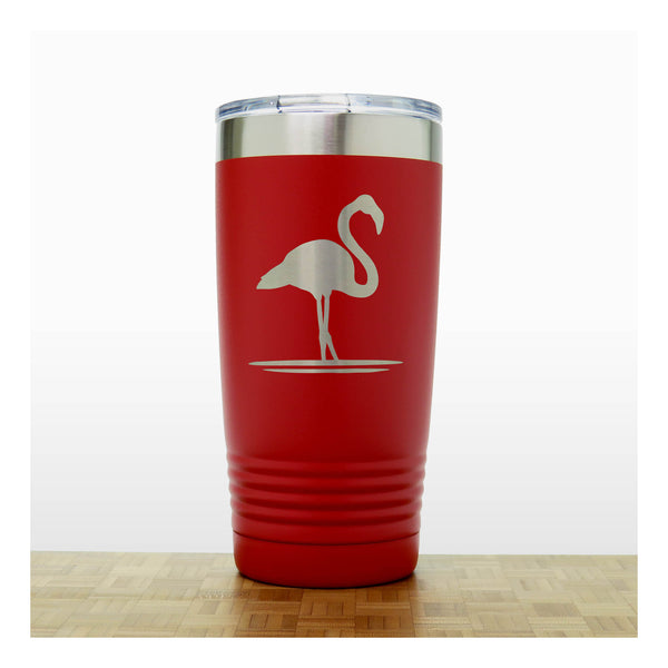 Red  - Flamingo Engraved 20 oz Insulated Tumbler - Copyright Hues in Glass