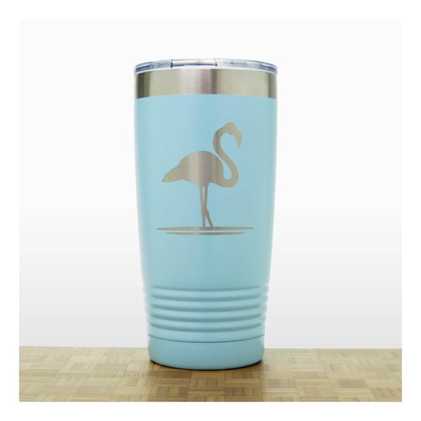 Teal - Flamingo Engraved 20 oz Insulated Tumbler - Copyright Hues in Glass