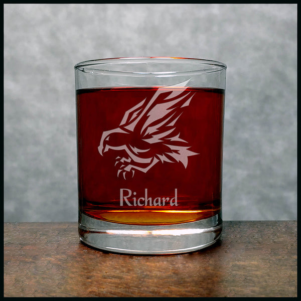 Personalized Hawk Whisky Glass - Copyright Hues in Glas
