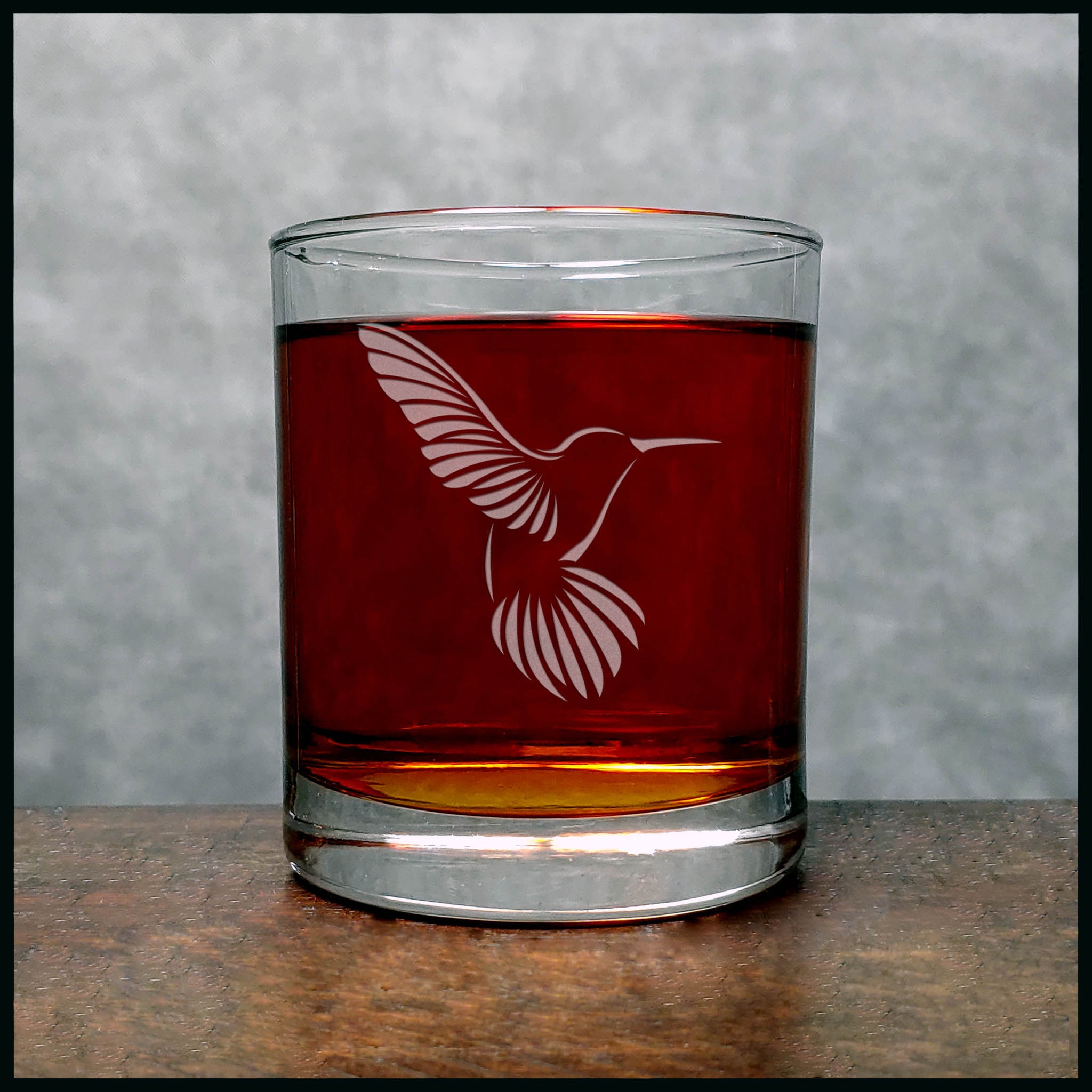 Hummingbird Whisky Glass - Copyright Hues in Glass