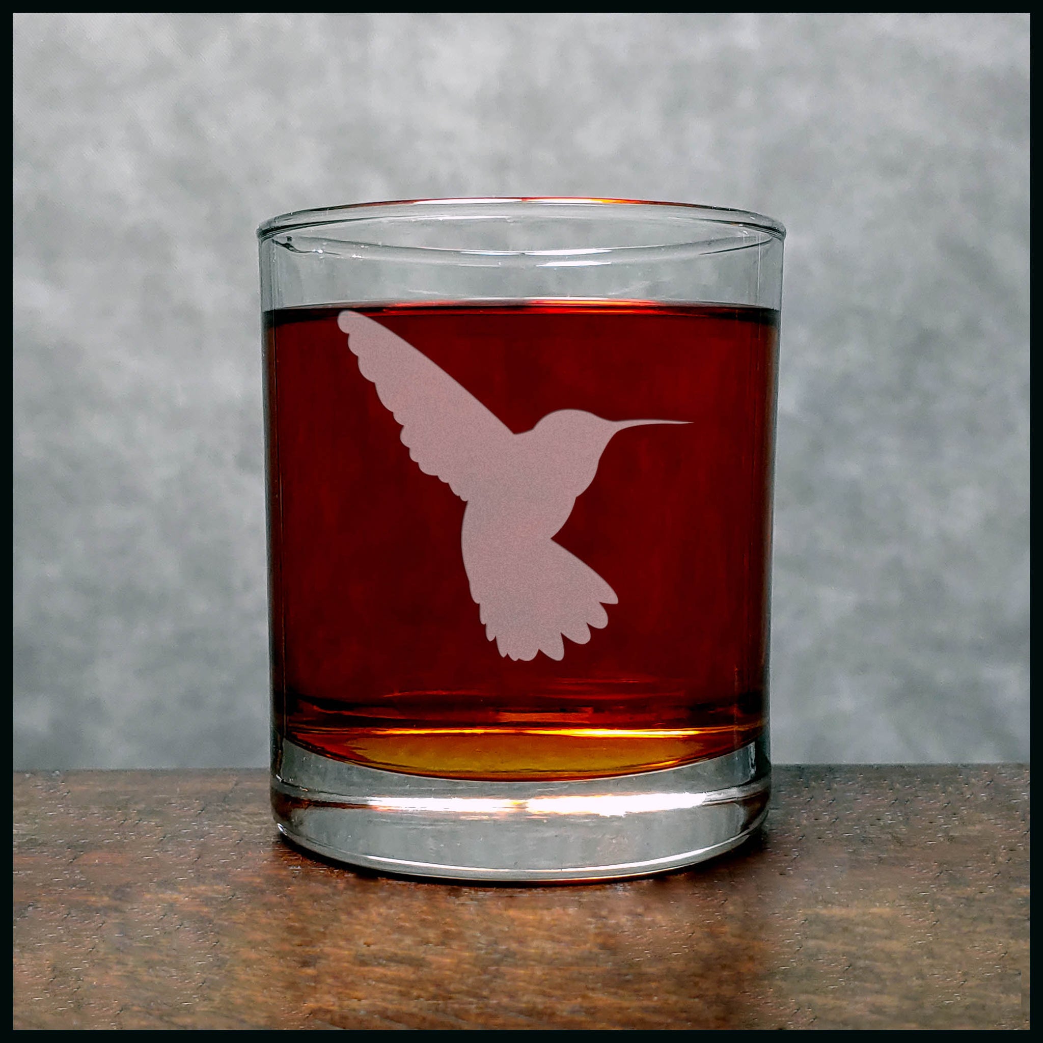 Hummingbird Silhouette Whisky Glass - Copyright Hues in Glass