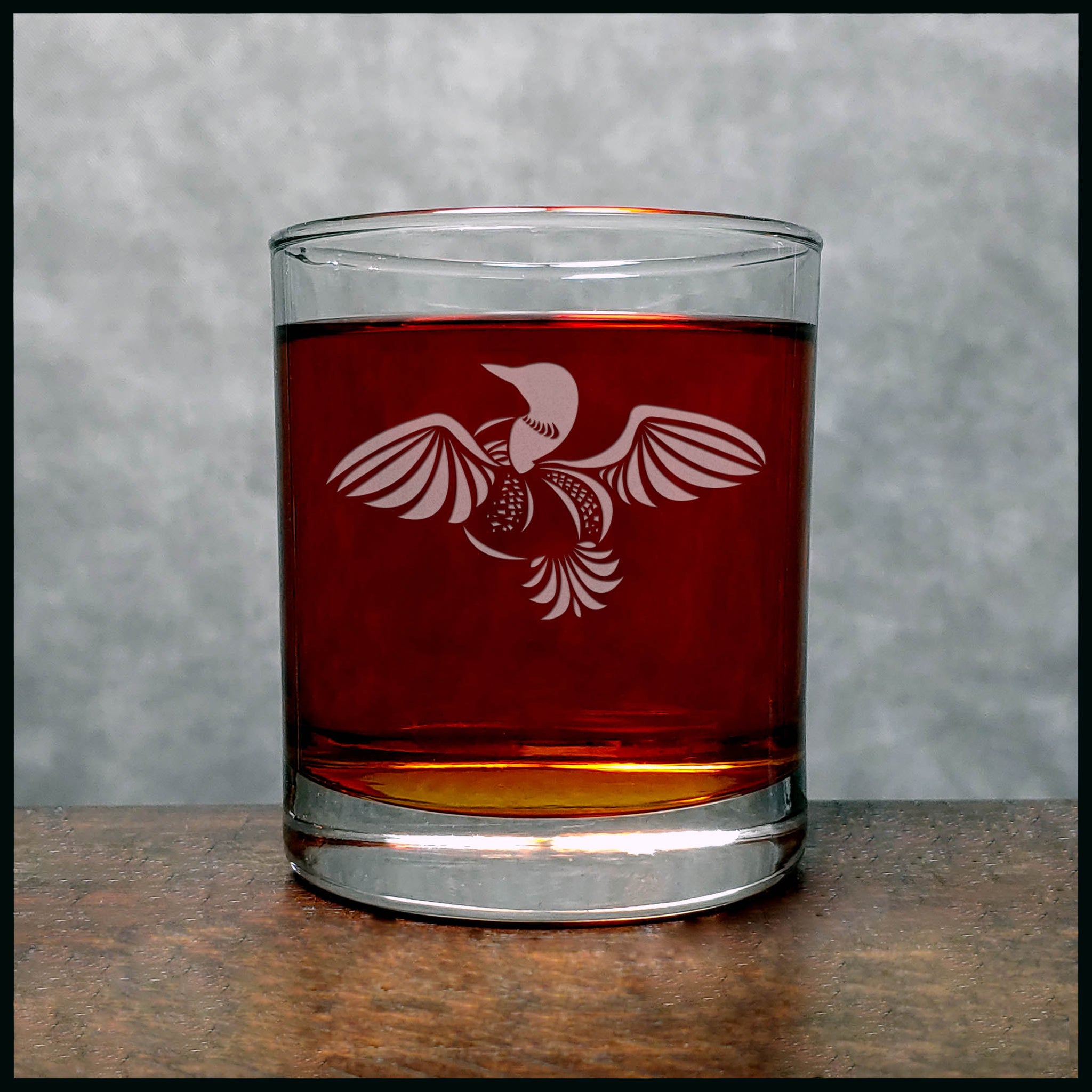 Loon Personalized Whisky Glass - Copyright Hues in Glass