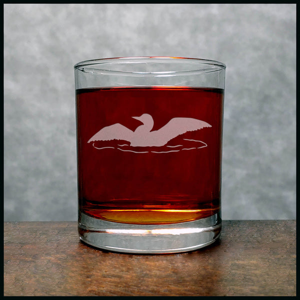 Loon Sillhouette Whisky Glass - Copyright Hues in Glass
