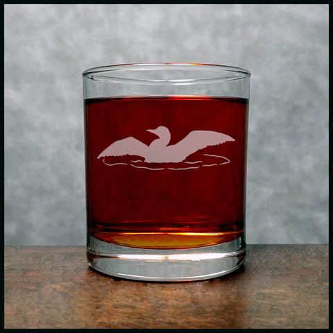 Loon Sillhouette Whisky Glass - Copyright Hues in Glass