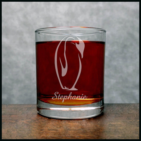 Personalized Penguin Whisky Glass - Copyright Hues in Glass