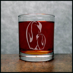 Penguin and Baby Whisky Glass - Copyright Hues in Glass