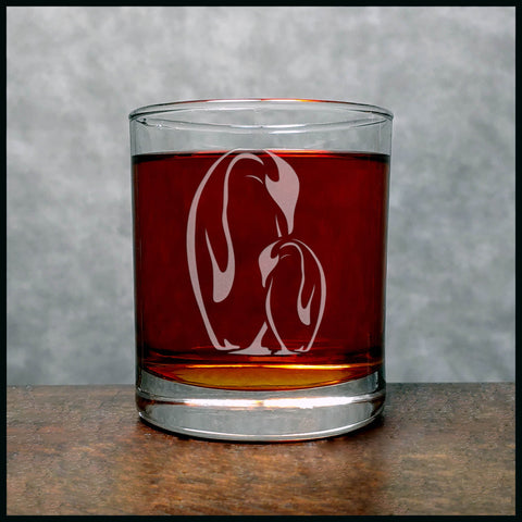 Penguin and Baby Whisky Glass - Copyright Hues in Glass