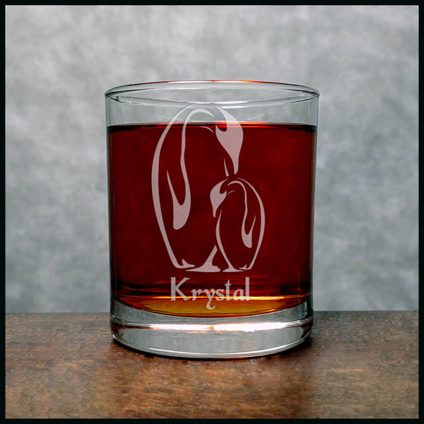 Penguin and Baby Whisky Glass - Copyright Hues in Glass