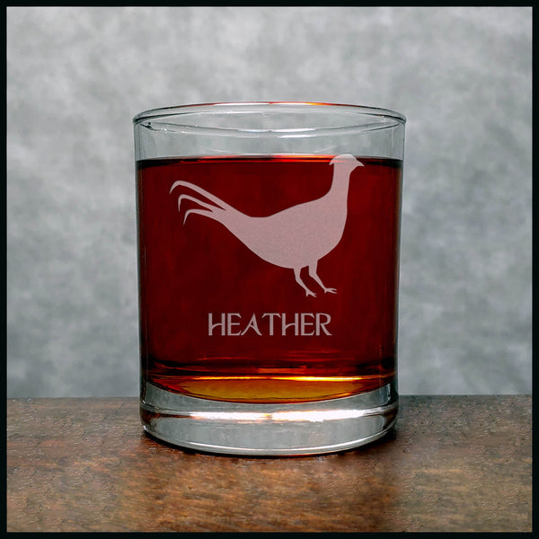 Personalized Pheasant Whisky Glass - Copyright Hues in Glass