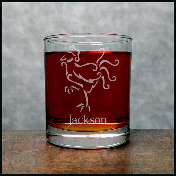 Personalized Rooster Whisky Glass - Copyright Hues in Glass